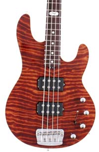 Curly Redwood Solid Body Electric Bass Guitar by Ernie Ball - Music Man Guitars