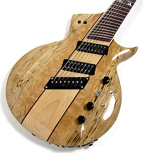 Spalted Figured Maple top on 8 string extended range guitar by Equilibrium Guitars  USA   www.eqguitars.com